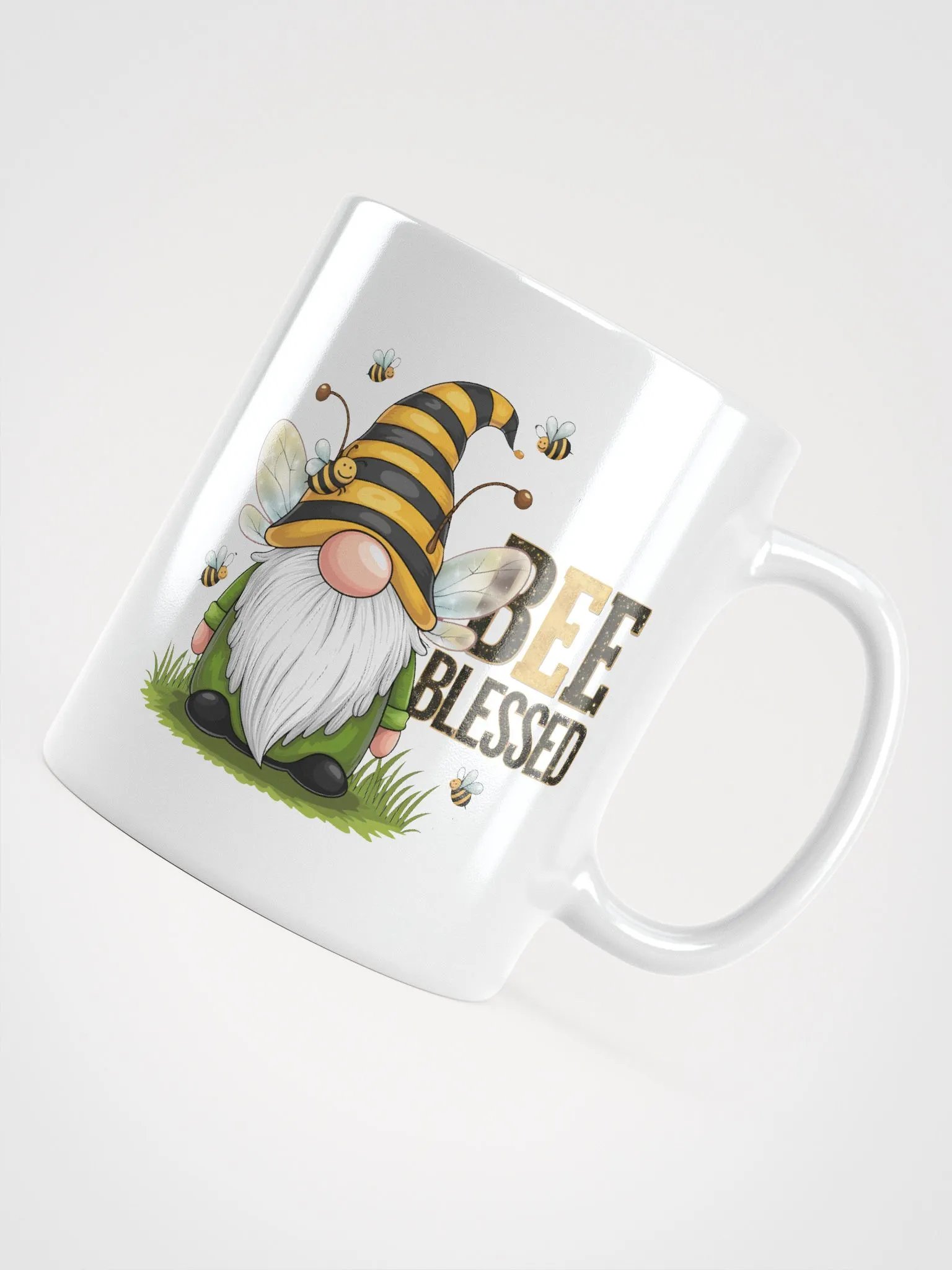 Bee Blessed Gnome White Glossy Mug product image (4)