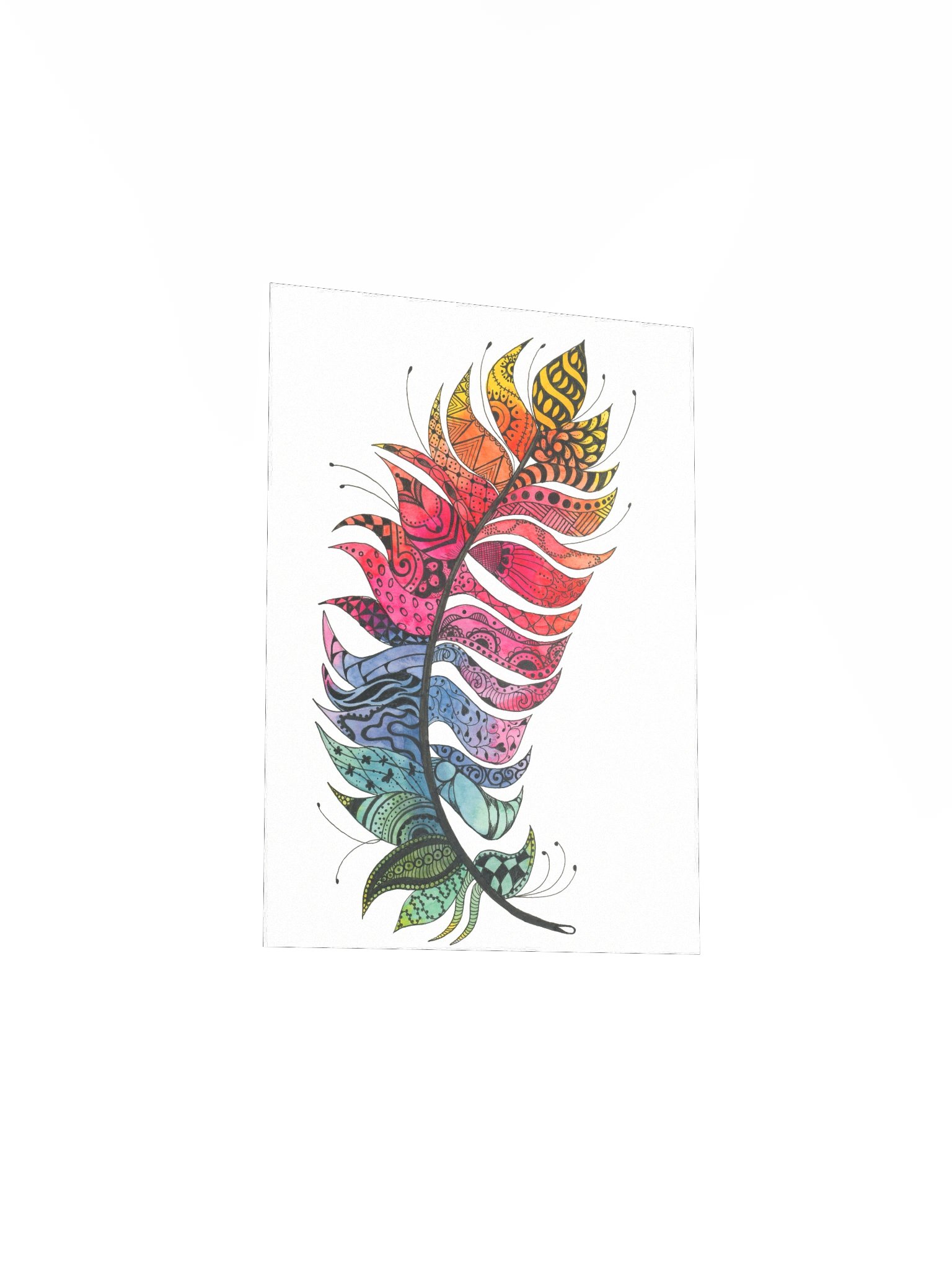 Vibrant Zentangle Feather Print product image (17)