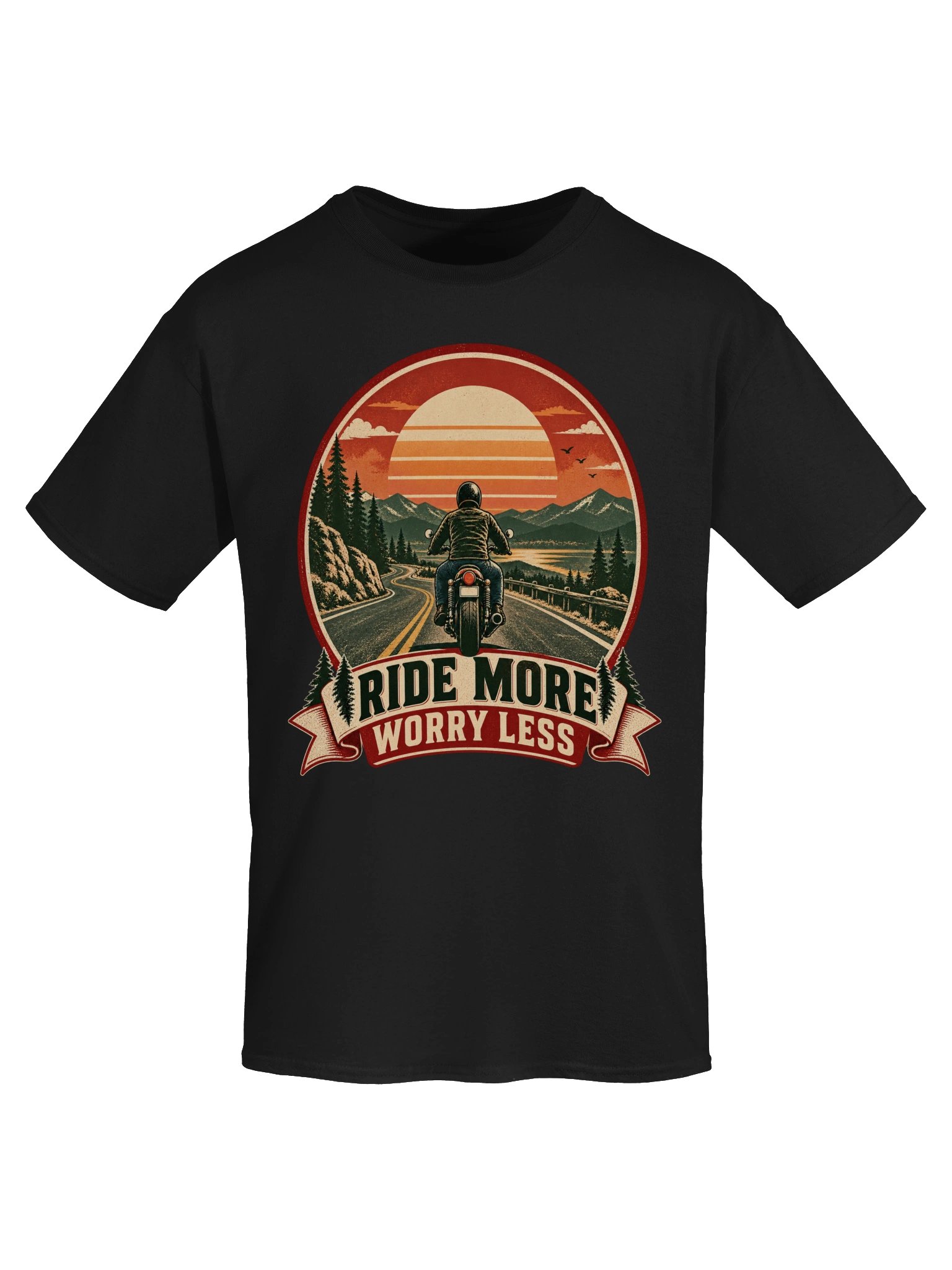 Ride More Worry Less Open Road Motorcycle T-Shirt product image (5)