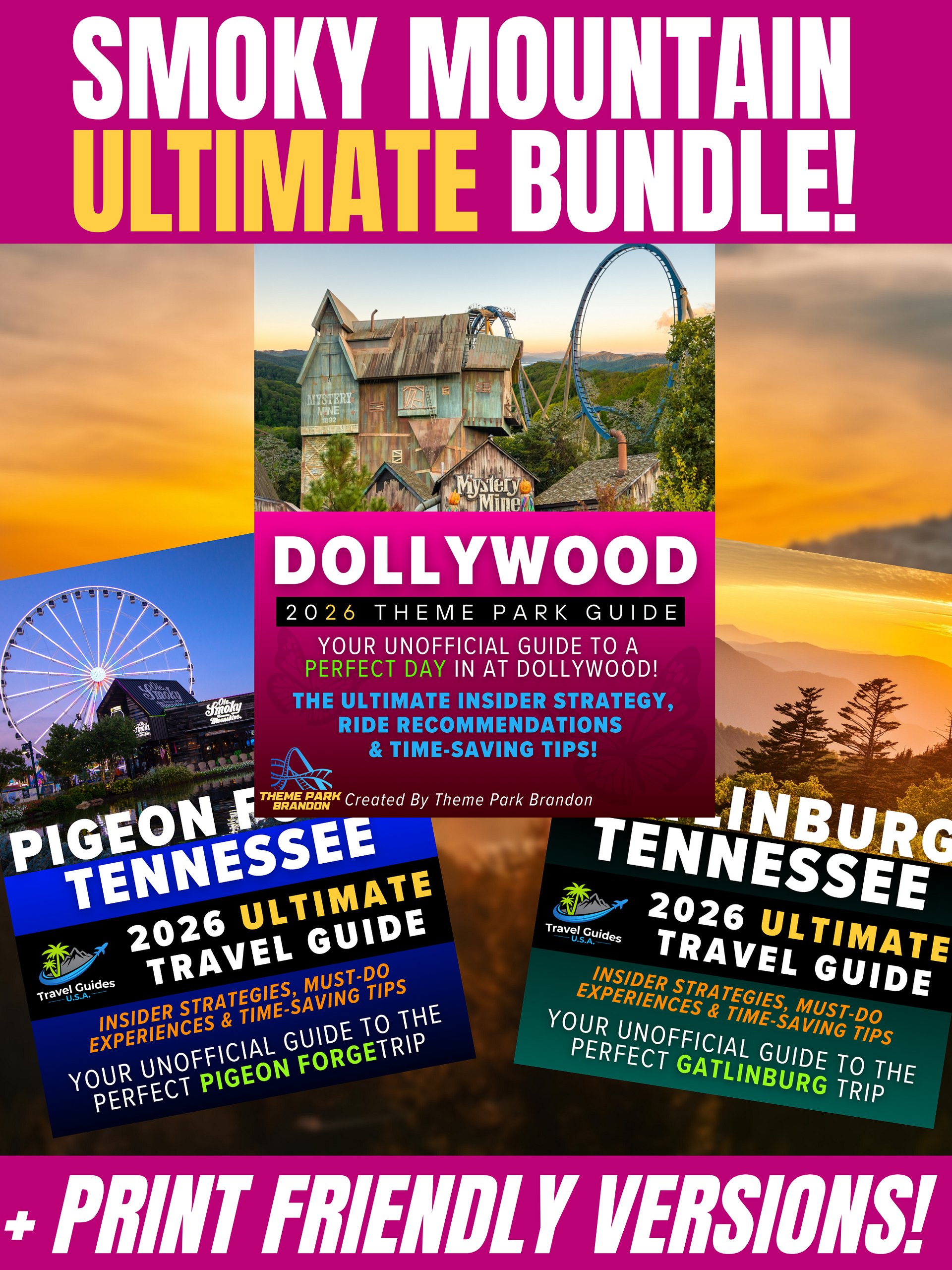 Ultimate Smoky Mountains Travel Bundle 2026 | Printable Digital Guides for Gatlinburg, Pigeon Forge & Dollywood product image (1)