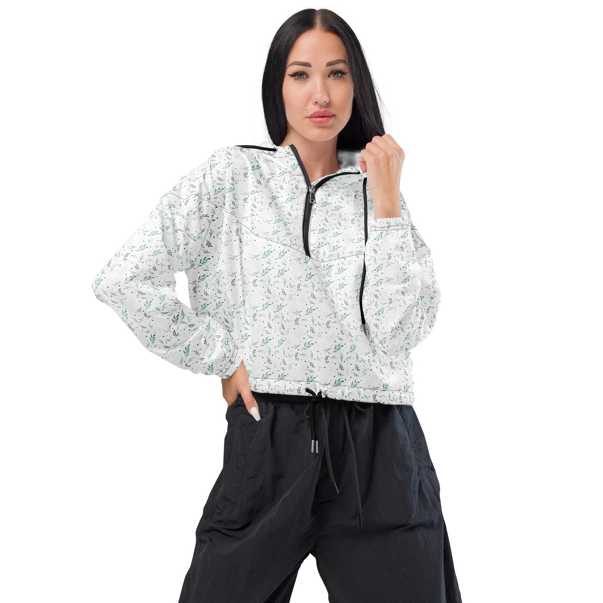 Speckled Leaf All-Over Print Cropped Windbreaker product image (1)