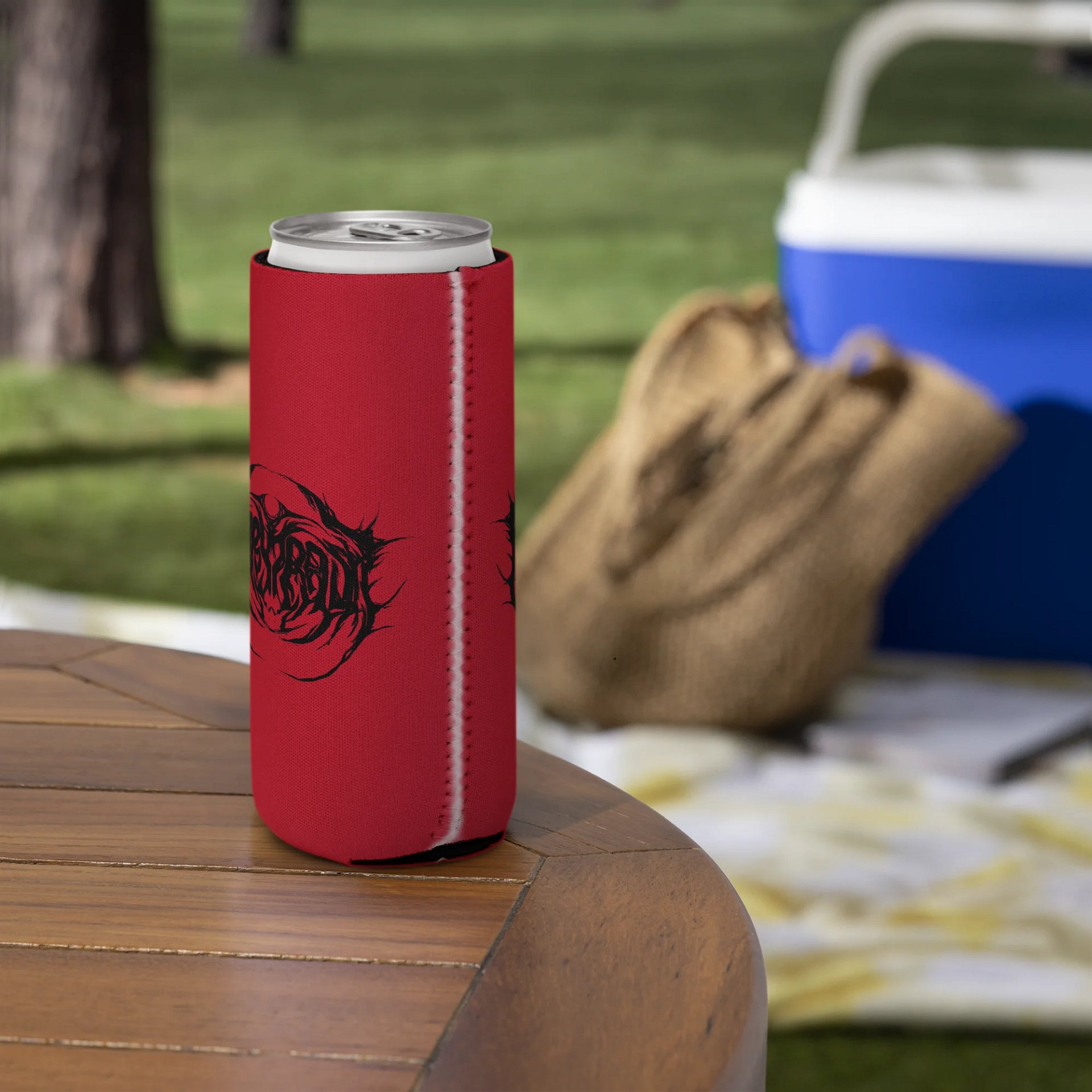 Metal Logo Koozie - Black Print on Red product image (14)