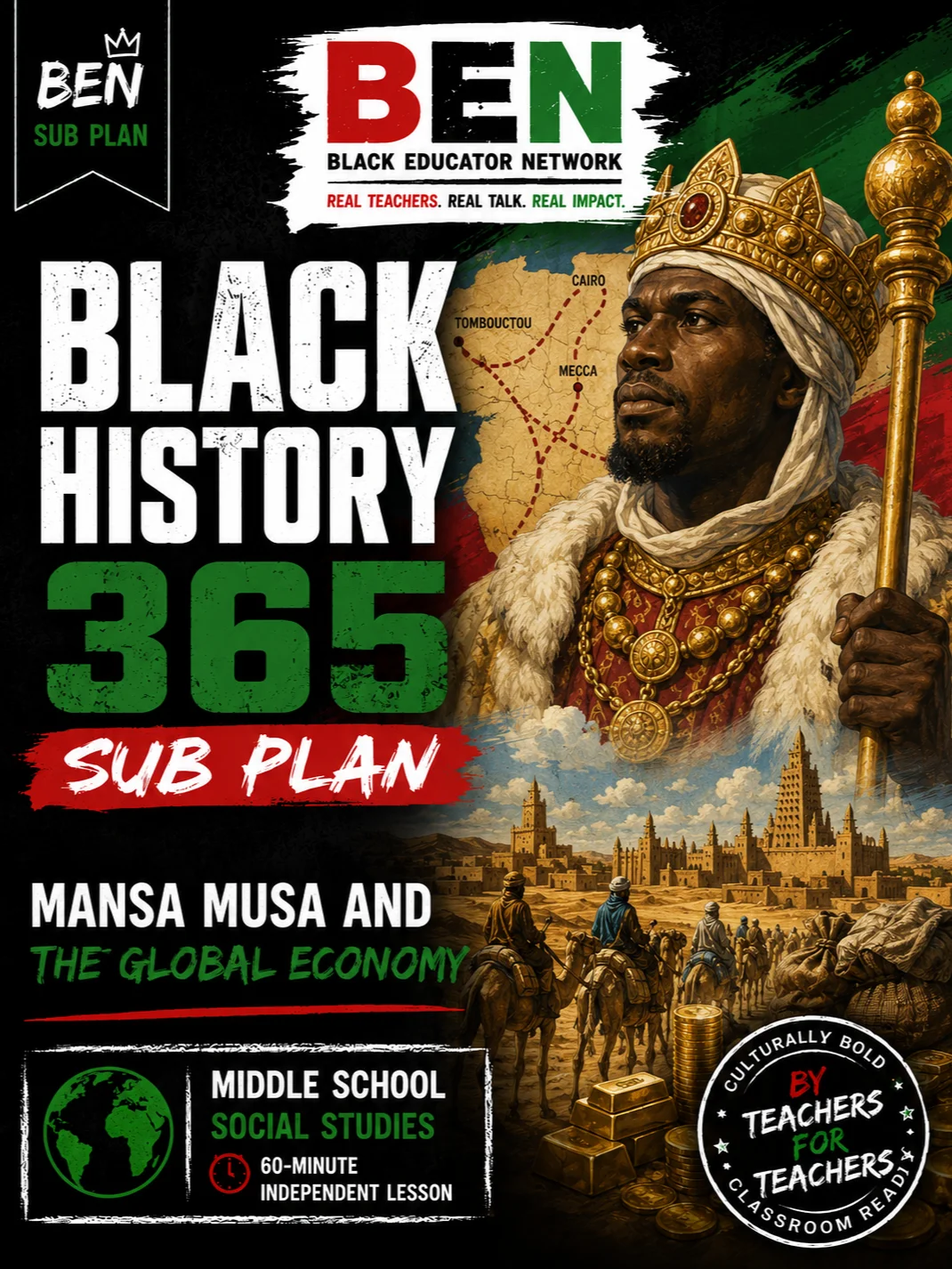 Black History 365 Sub Plan: Mansa Musa and the Global Economy | Middle School Social Studies| 60-Minute Lesson product image (1)