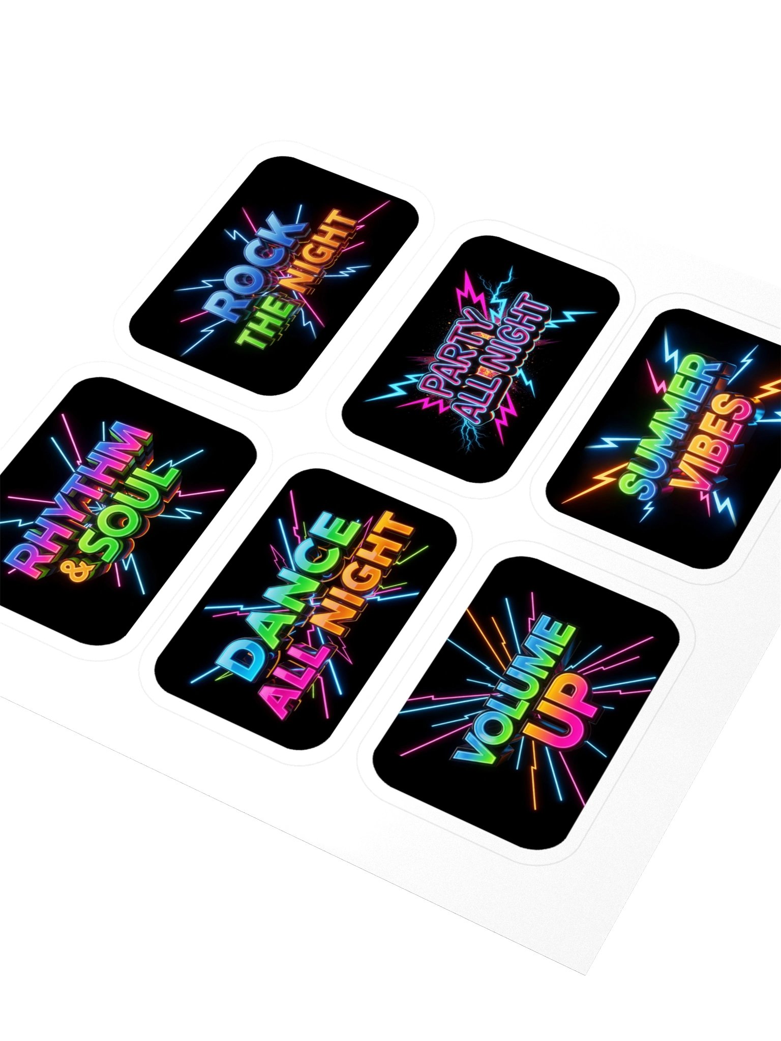 Neon Summer Music Vibes Black Stickers Set product image (3)