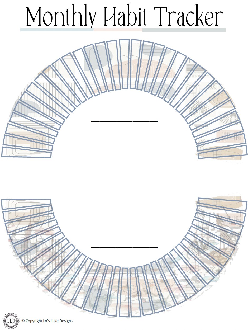 Monthly Habit Tracker Semi Circle - Geo Shapes - 8.5x11 Printable product image (1)