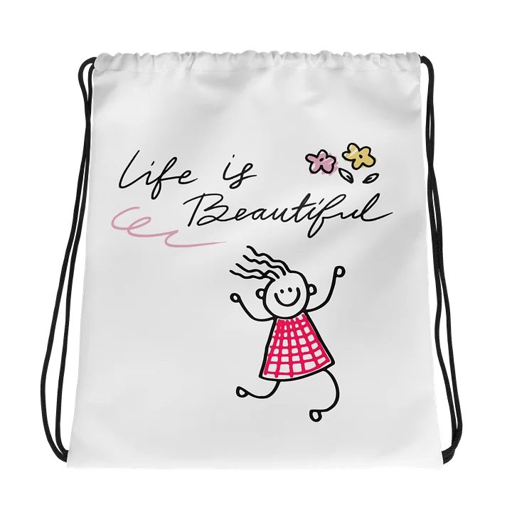 Life Is Beautiful Doodle Girl Drawstring Bag product image (1)