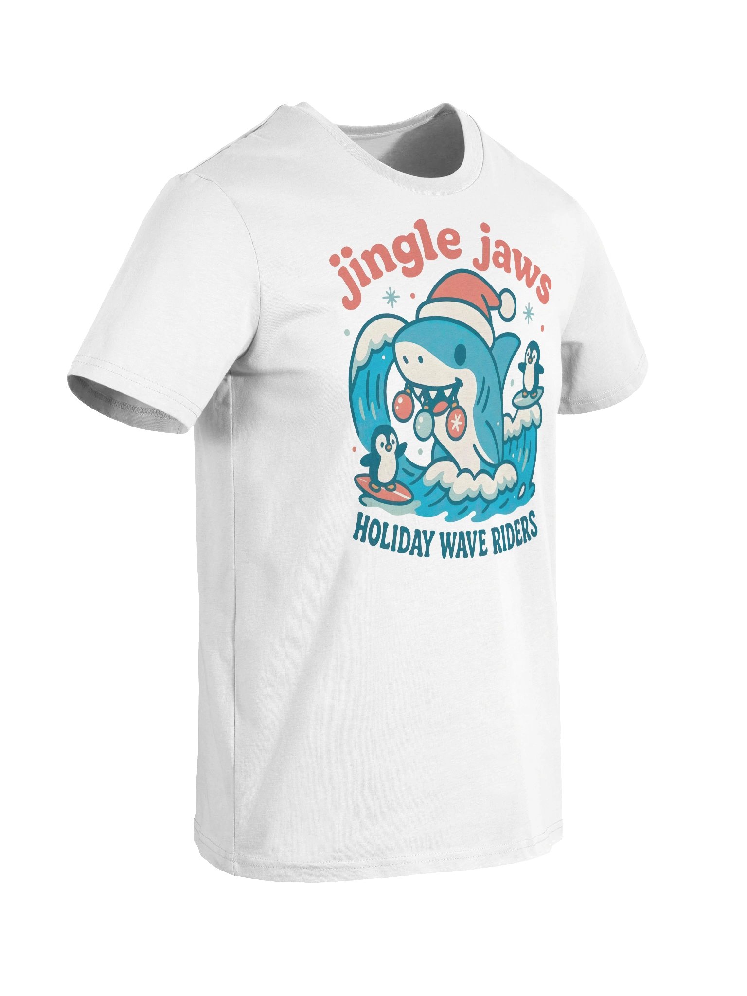 Jingle Jaws Holiday Wave Riders Organic T-Shirt product image (8)