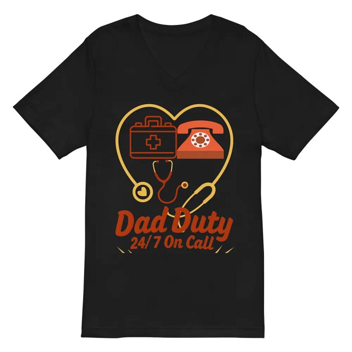 On Call Dad Duty Heart Outline v-neck Tee product image (3)