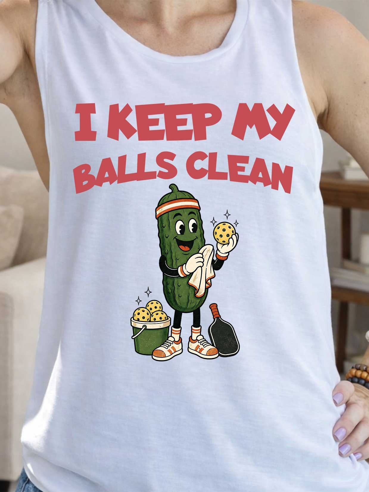 I Keep My Balls Clean Funny Pickleball Tank Top product image (1)