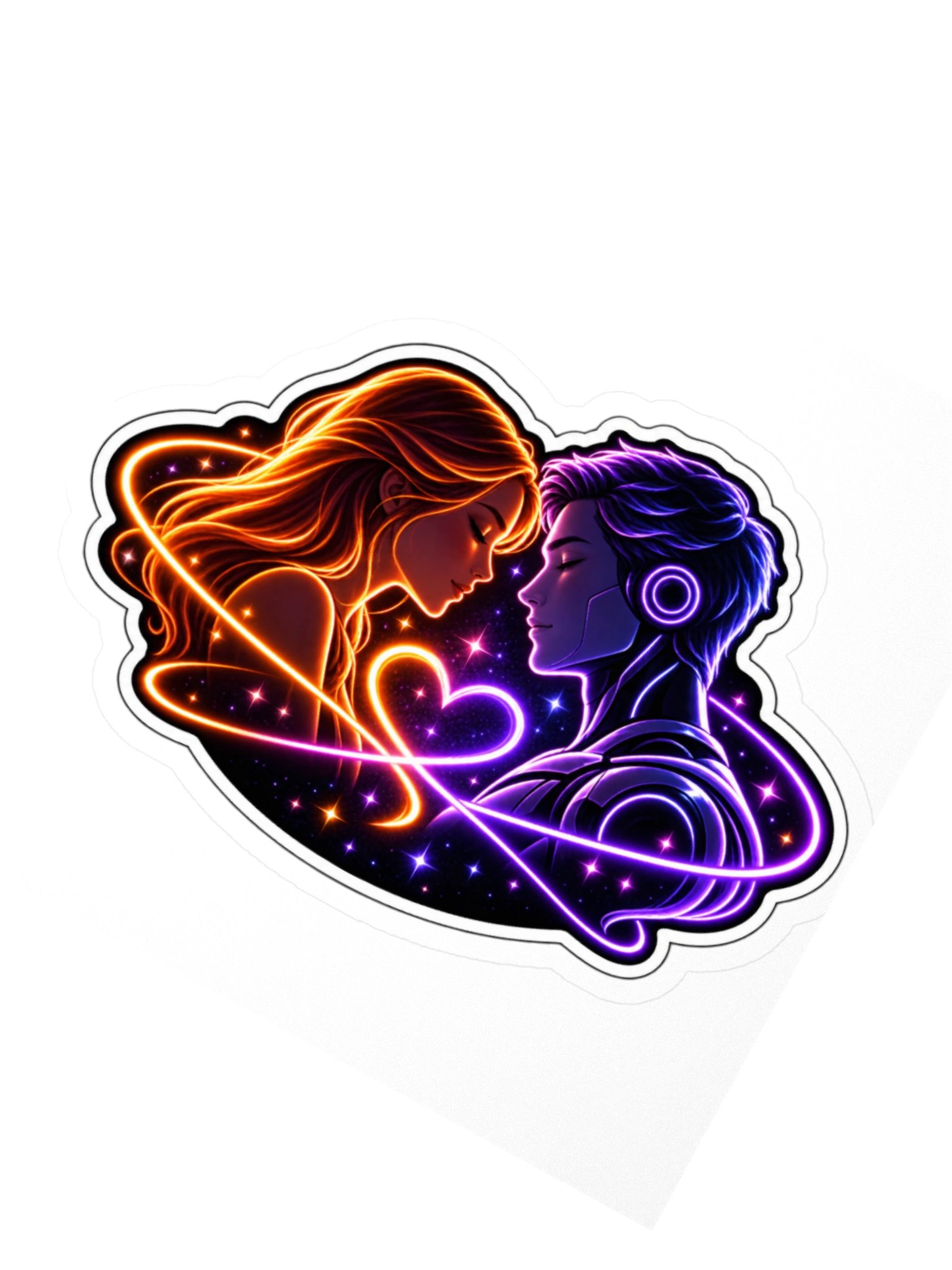 Human + AI Connection Sticker — Woman + Male AI product image (2)