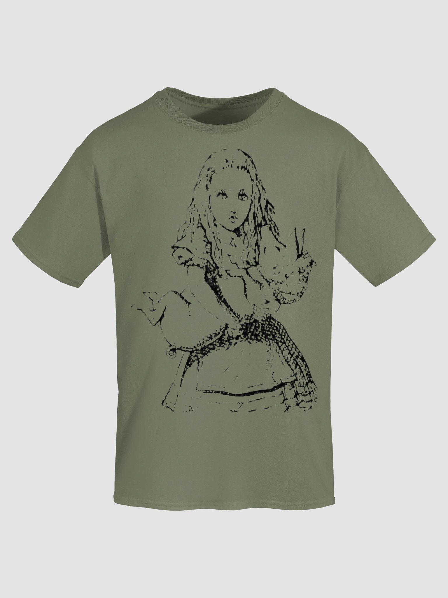 Alice and Pig + Extremely Curious and Even More Skeptical Unisex Heavyweight Cotton T-Shirt, Original John Tenniel Illustration product image (45)