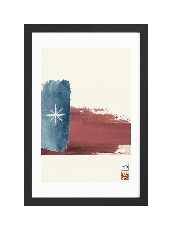 Texas Japanese Ink Art Print | Lone Star Spirit No.10 | Framed Wall Art - AO Japan Blue product image (1)