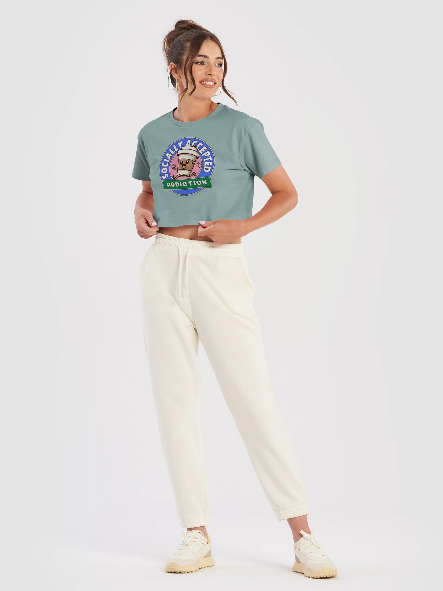 Socially Accepted Addiction Coffee Cup Badge Crop Top product image (12)