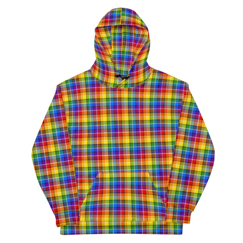 Bright Rainbow Plaid Hoodie product image (6)