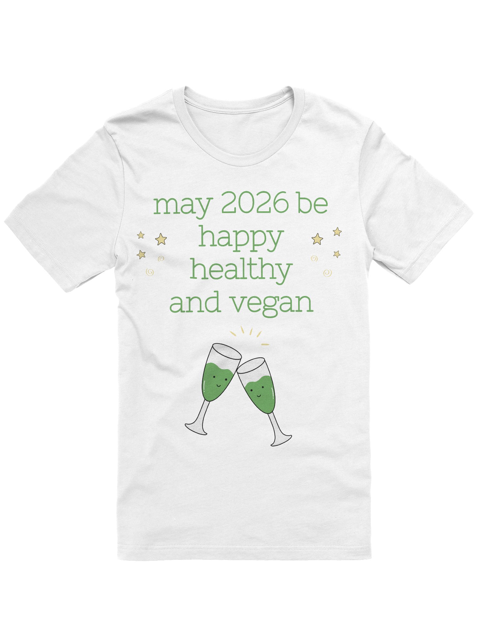 “Happy, Healthy, and Vegan 2026” Unisex White T-Shirt product image (2)