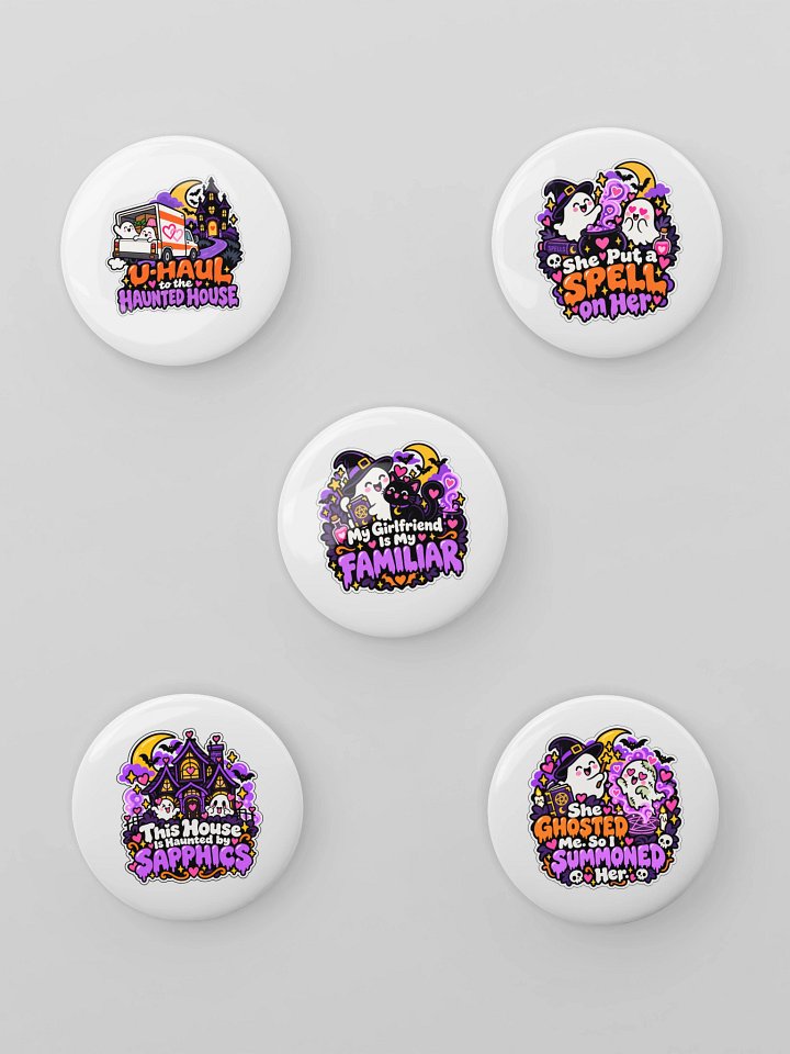 The Sapphic Hauntings pin collection