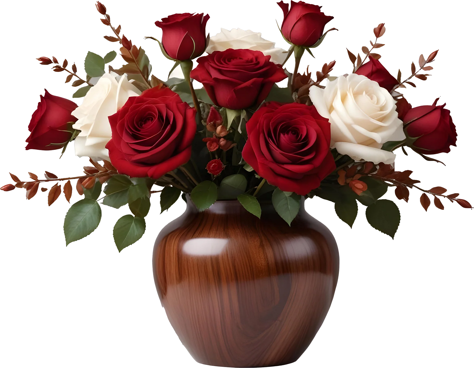 Rustic Harmony – Wood-Grain Rose Vase PNG product image (1)