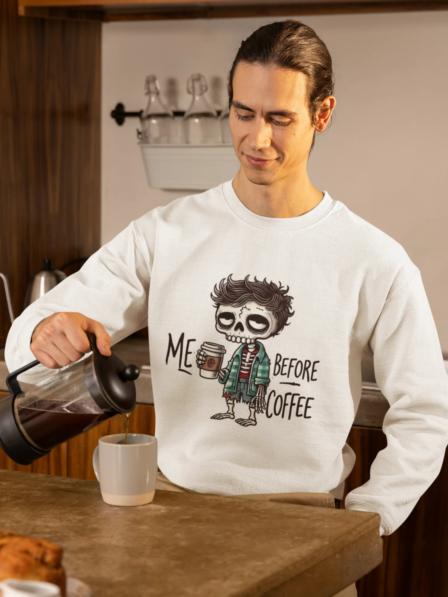 "Me Before Coffee" Zombie Dude Sweatshirt product image (1)