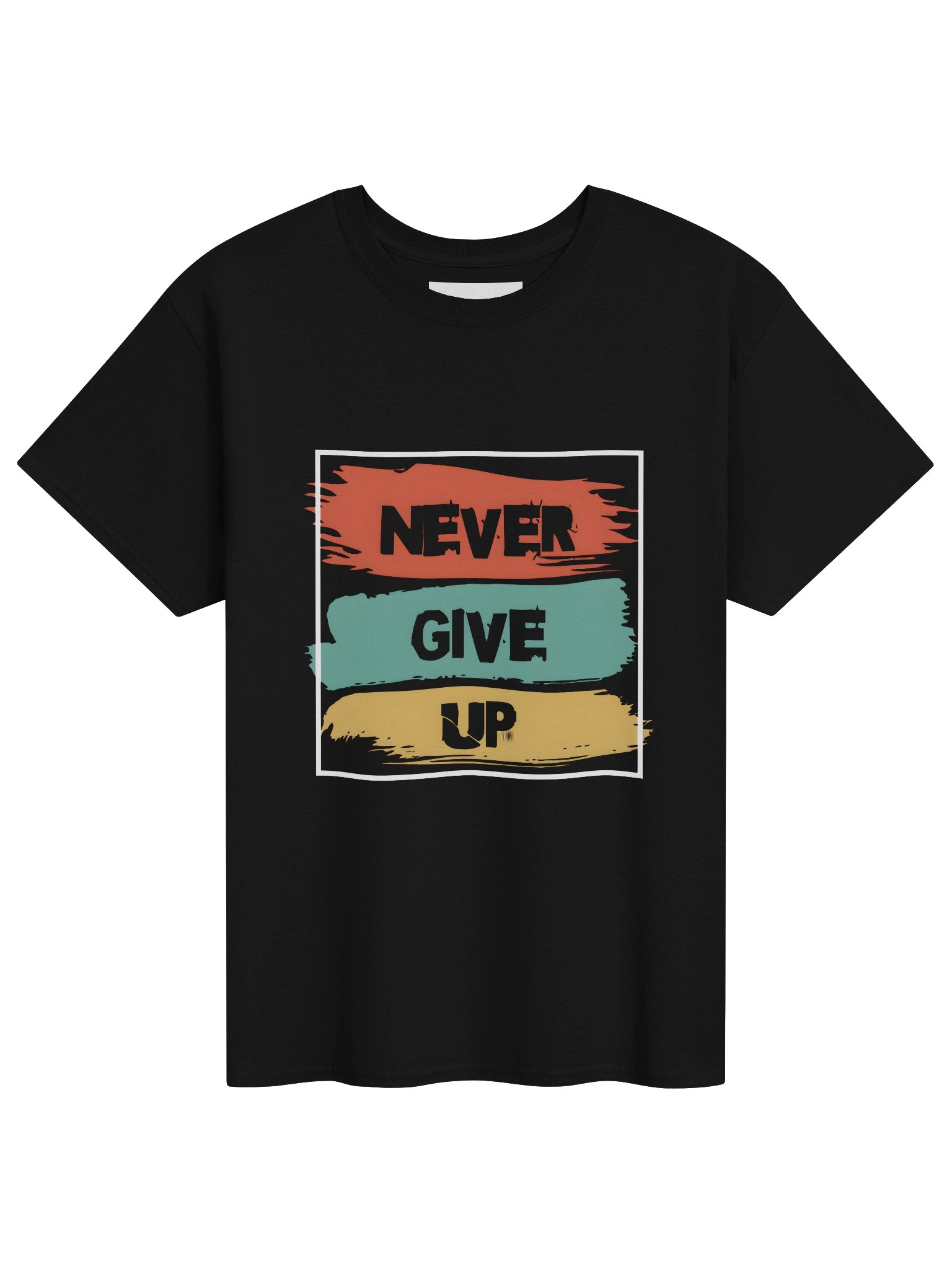 "Never Give Up" T-Shirt – Black Oversized Motivational Graphic Tee product image (1)