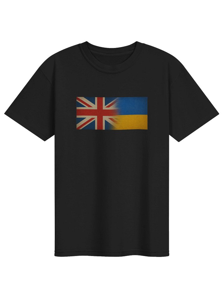 Man Comfort T-shirt Support Ukraine-United Kingdom Flags, black product image (1)