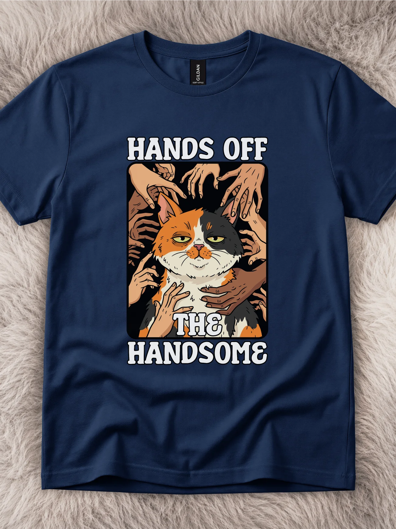 Hands Off The Handsome Calico Cat Shirt product image (1)