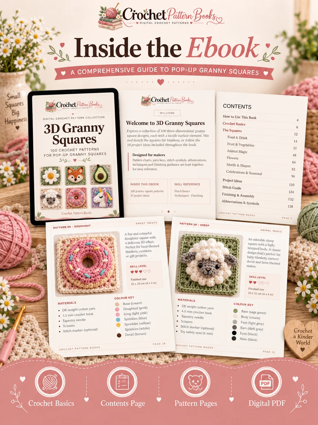 3D Granny Squares 100 Pop Up Crochet Patterns with 10 Projects PDF Ebook product image (3)