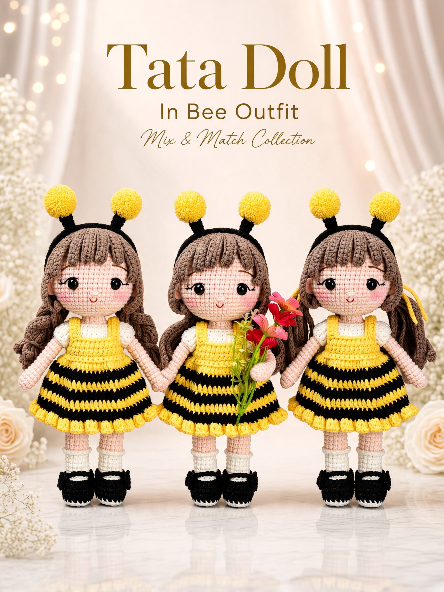 PDF | Crochet 9-inch Tata Doll in Bee Outfit | Amigurumi Doll Pattern product image (5)
