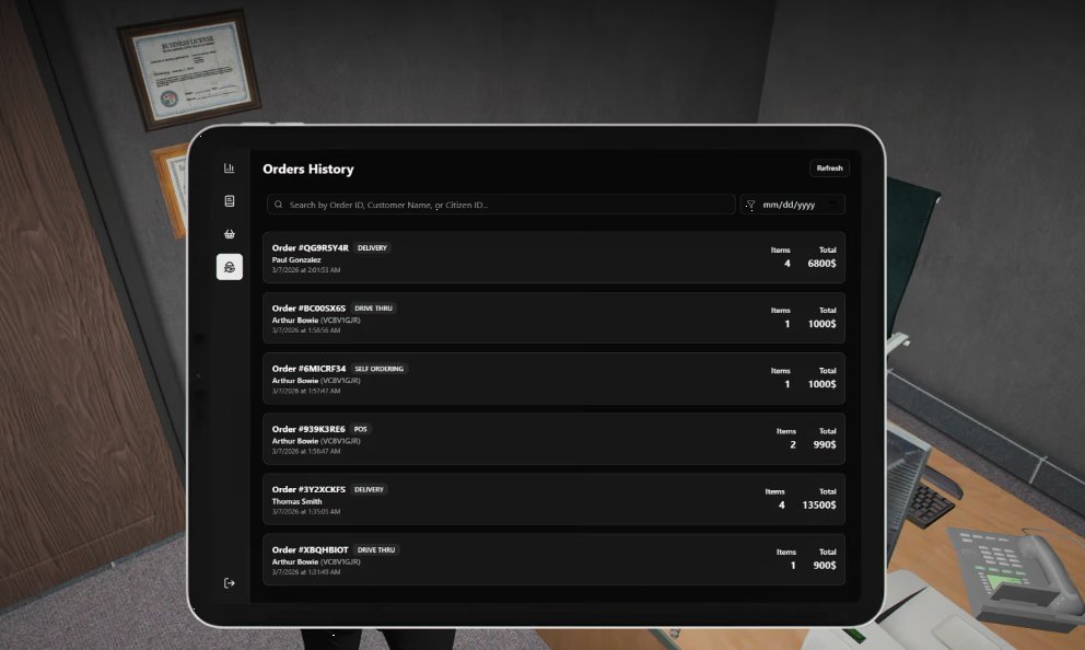 Restaurants v3 | Most Popular FiveM Restaurants script | New UI, In-Game Creator, POS & much more [ Qbcore / ESX / QBOX ] product image (5)