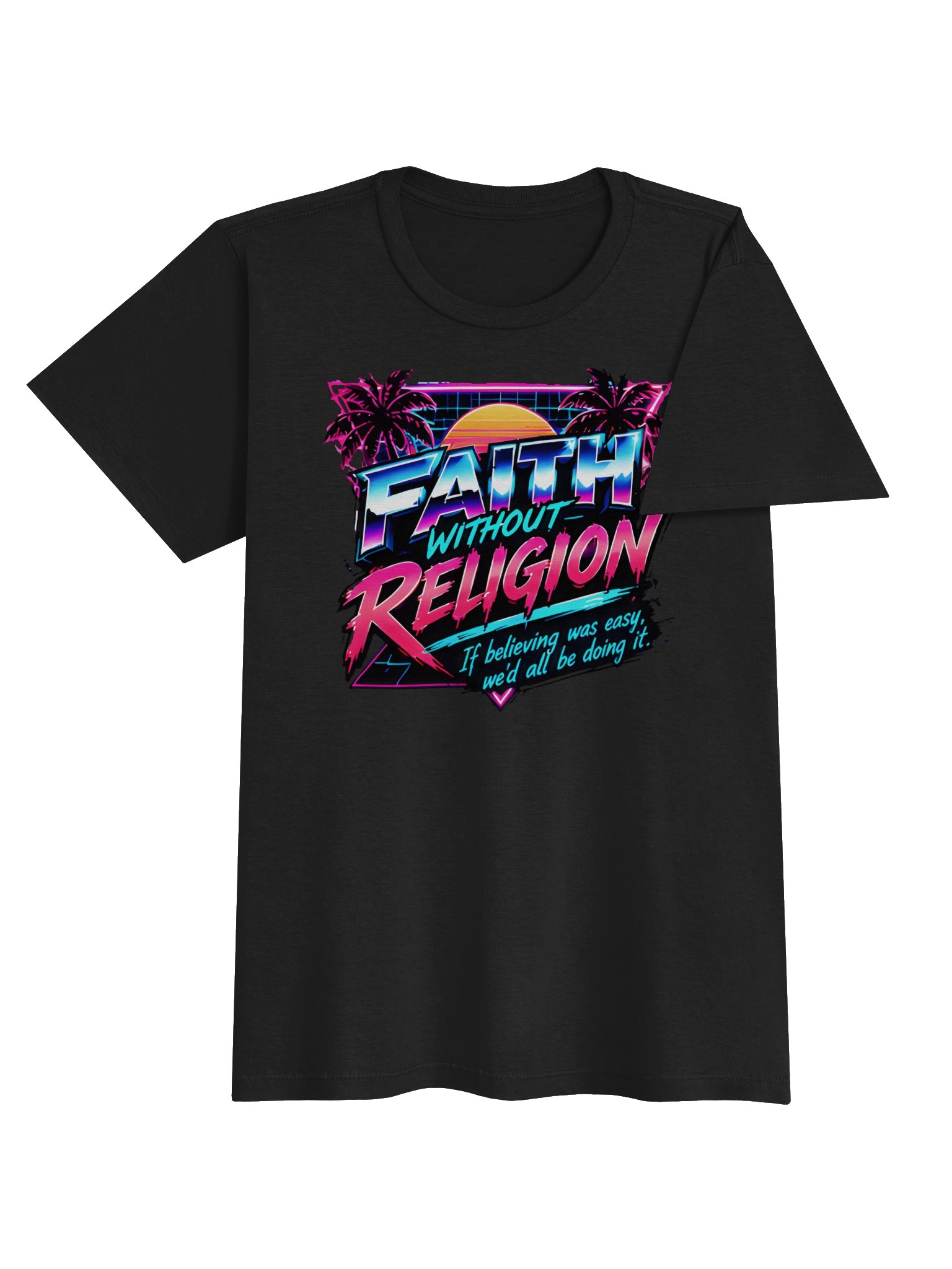 Women's Retro Sunset Grid Palm Faith Tee product image (4)