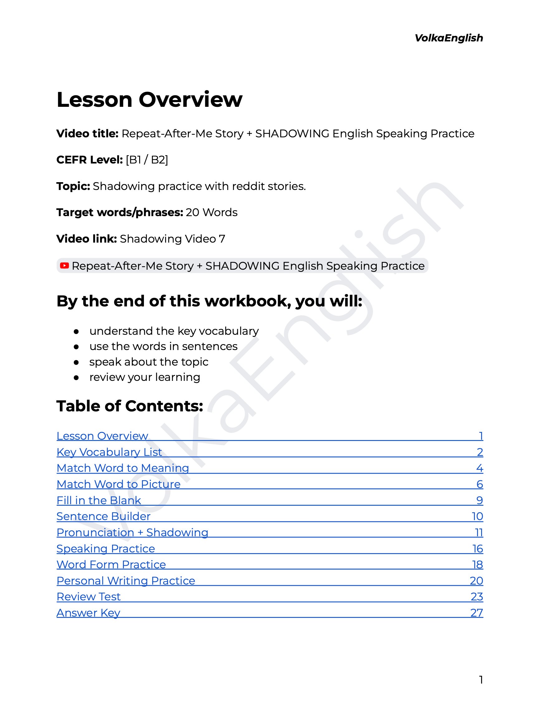 Repeat-After-Me Story + SHADOWING English Speaking Practice - Shadowing Video 7 Study Pack product image (2)