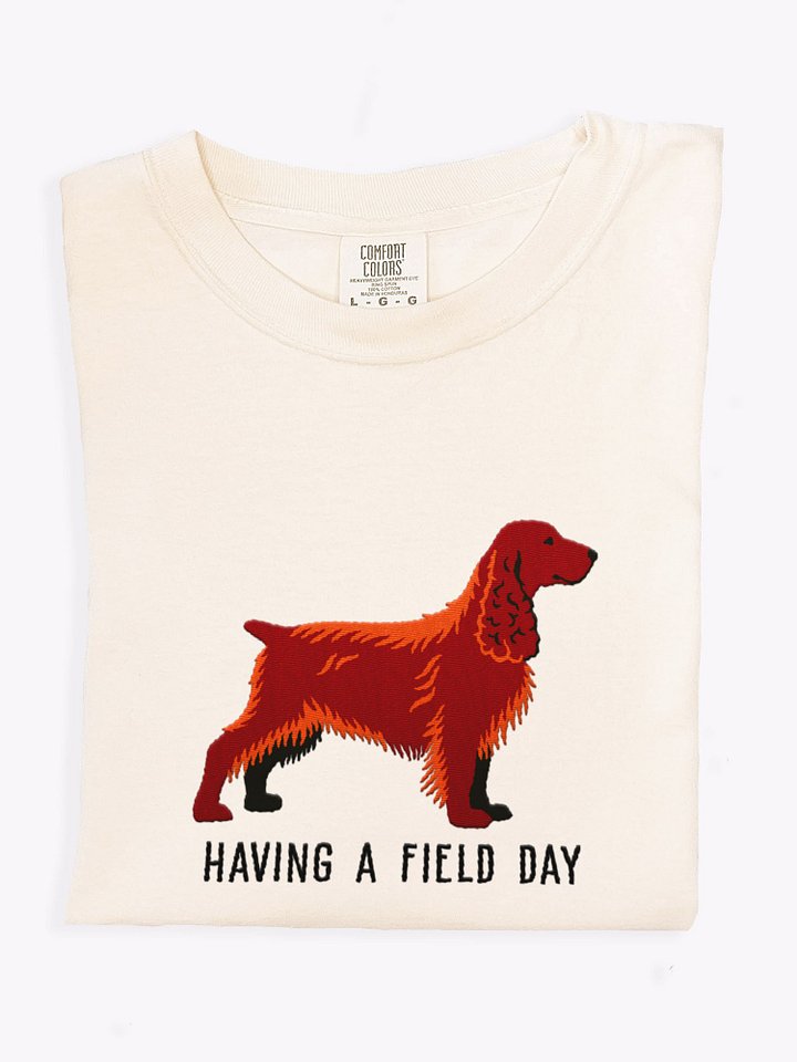 Having a Field Day T-Shirt(Embroidered) of a Field Spaniel(Liver) product image (1)
