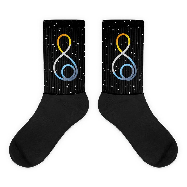 Treble Clef (Aroace) - Black Foot Sublimated Socks product image (1)