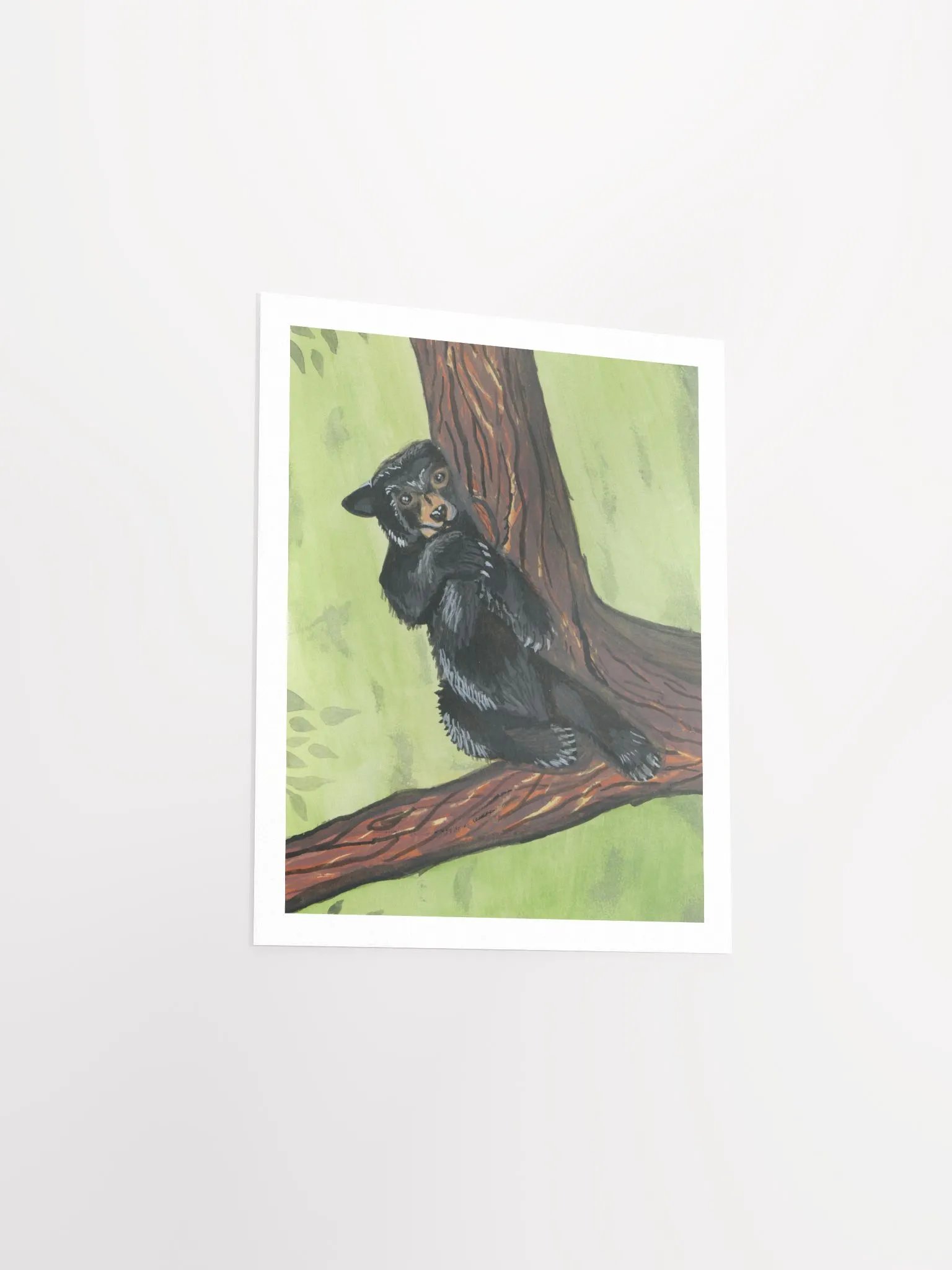 Black Bear in a Tree - Gouache Painting Print (PRINT ONLY) product image (4)