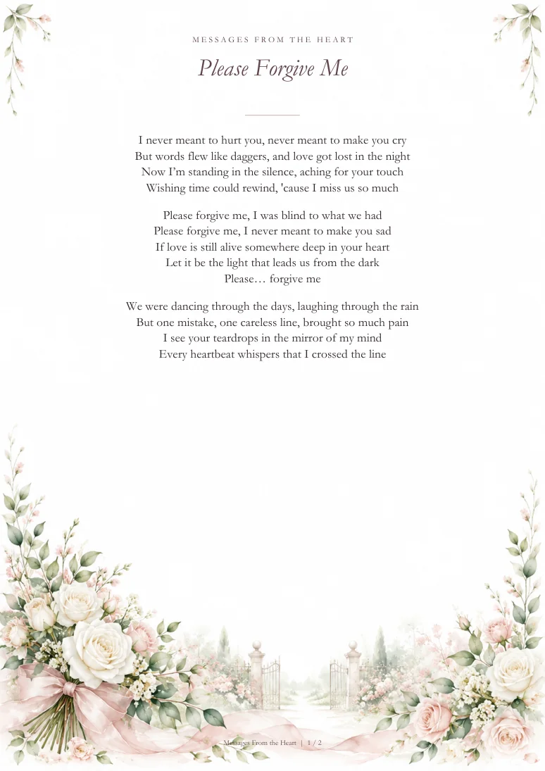 Please Forgive Me — MP3 + Printable Lyrics product image (2)