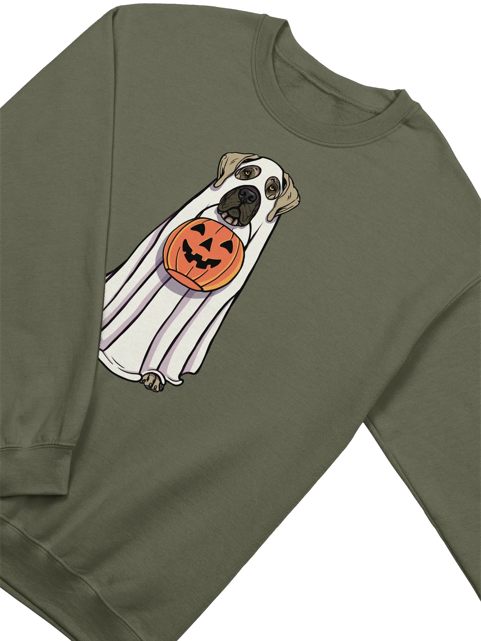 Funny Halloween Great Dane Sweatshirt | Funny Great Dane Wearing a Ghost Costume and Holding a Pumpkin Basket product image (4)
