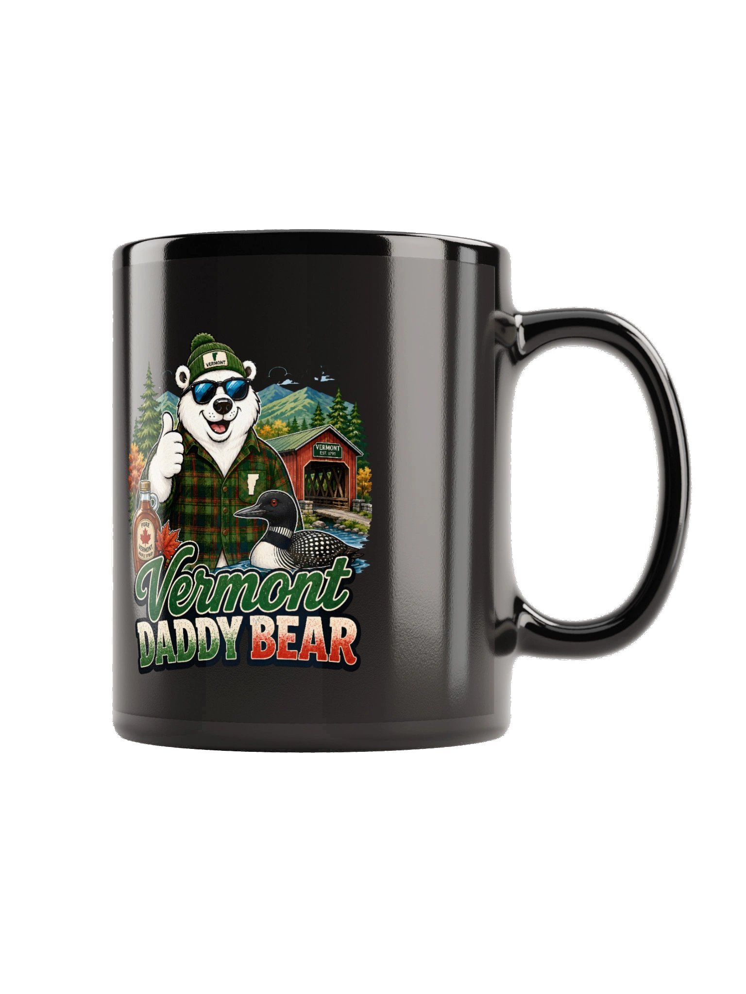 Vermont Daddy Bear Retro Polar Bear Covered Bridge Design product image (5)