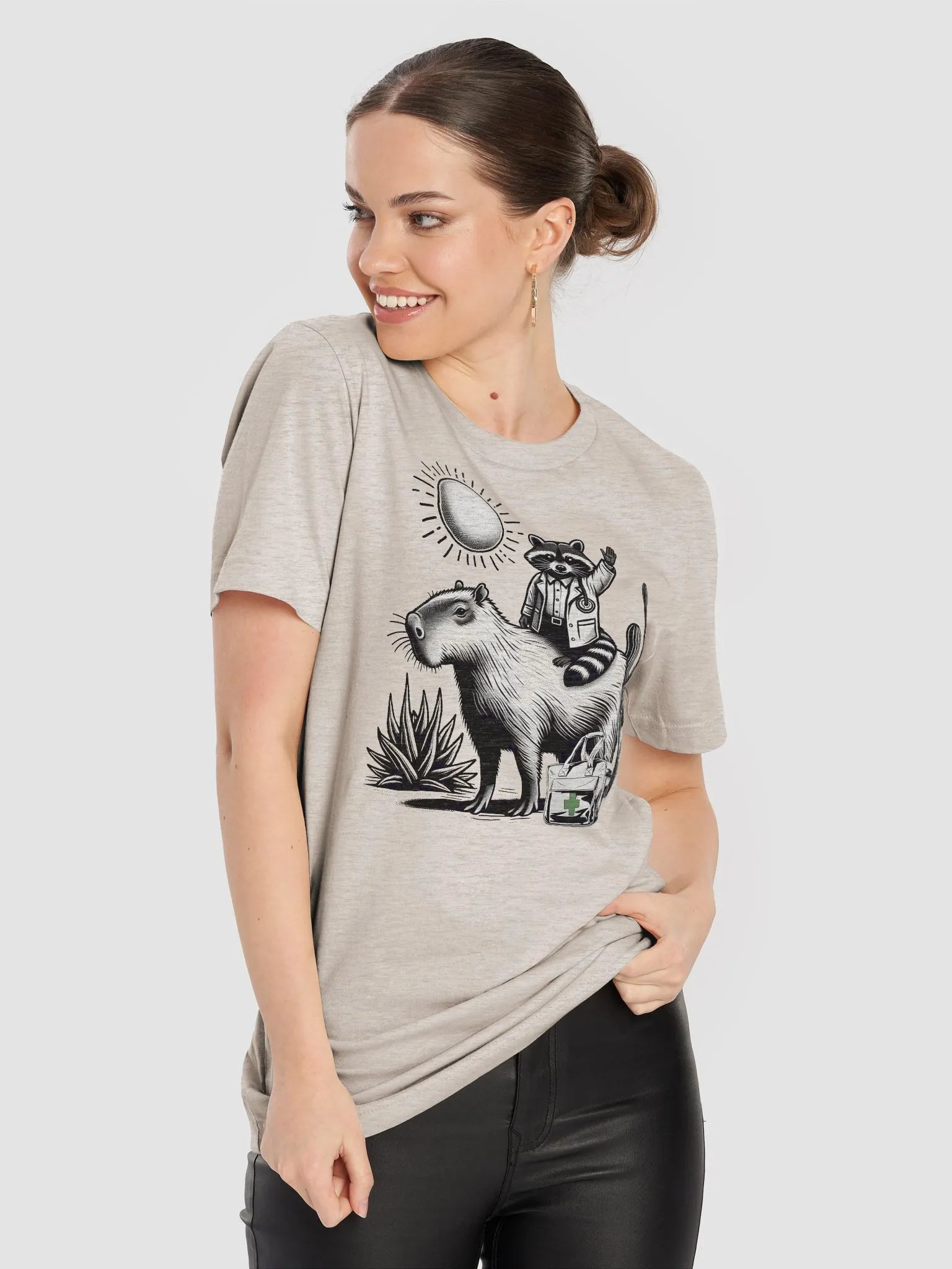 Retro Raccoon and Capybara Rescue T-Shirt, Animal Rescue Tee, Wildlife Helper Gift, Wildlife Rescue Rehabber T-Shirt product image (5)