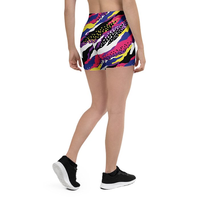 Retro 90s Cyber-Pop Waves | Vibrant All-Over Print Shorts product image (2)