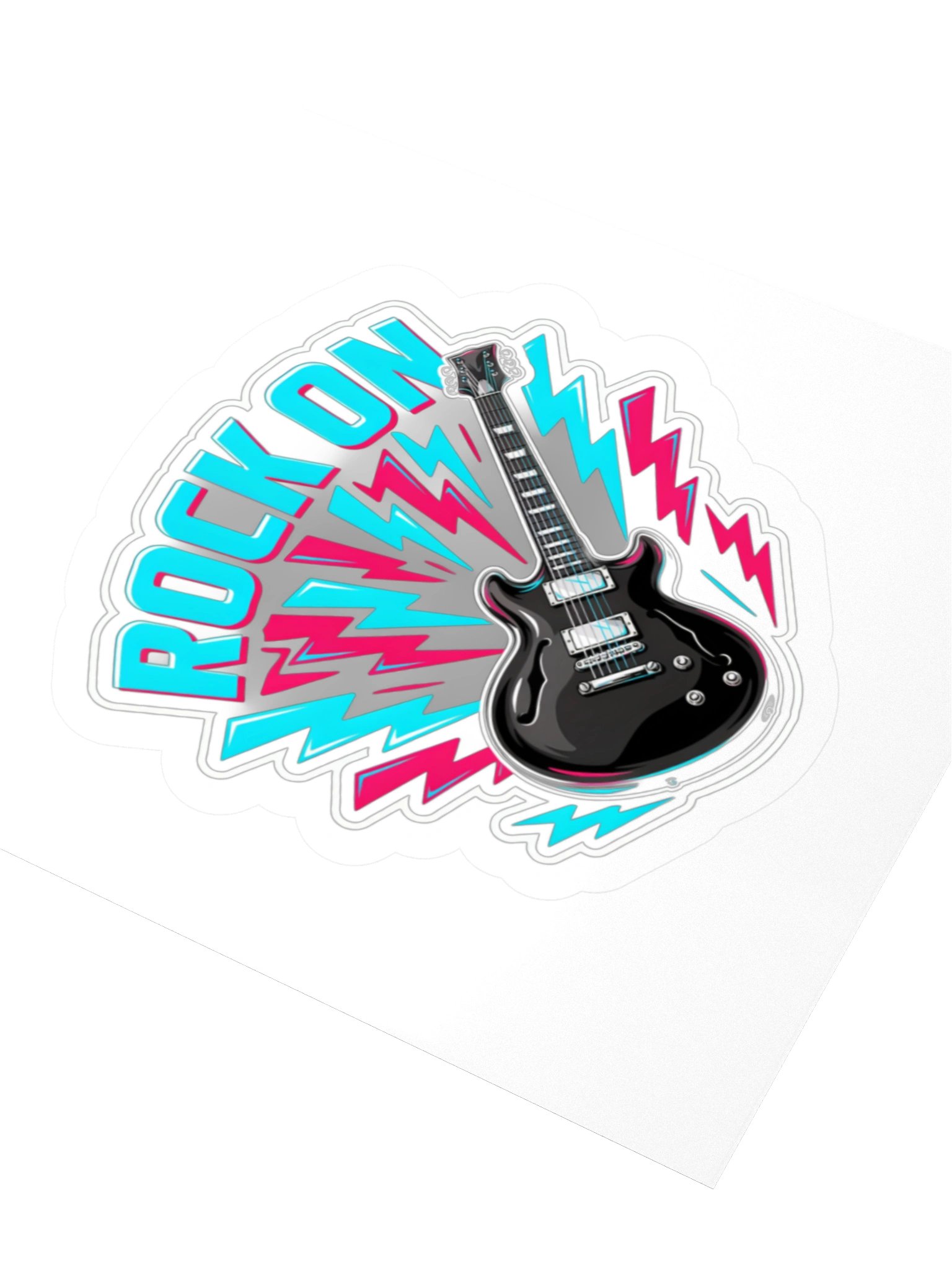 Rock On Guitar Lightning Kiss Cut Sticker product image (7)