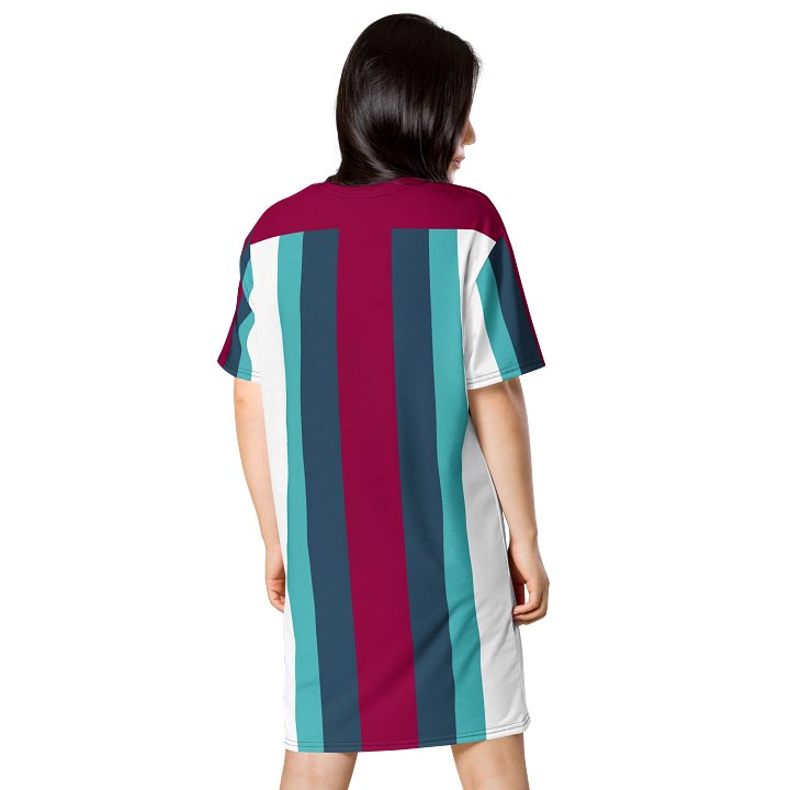 Maroon & Teal Striped Oversized T-Shirt Dress | TDS Music product image (2)
