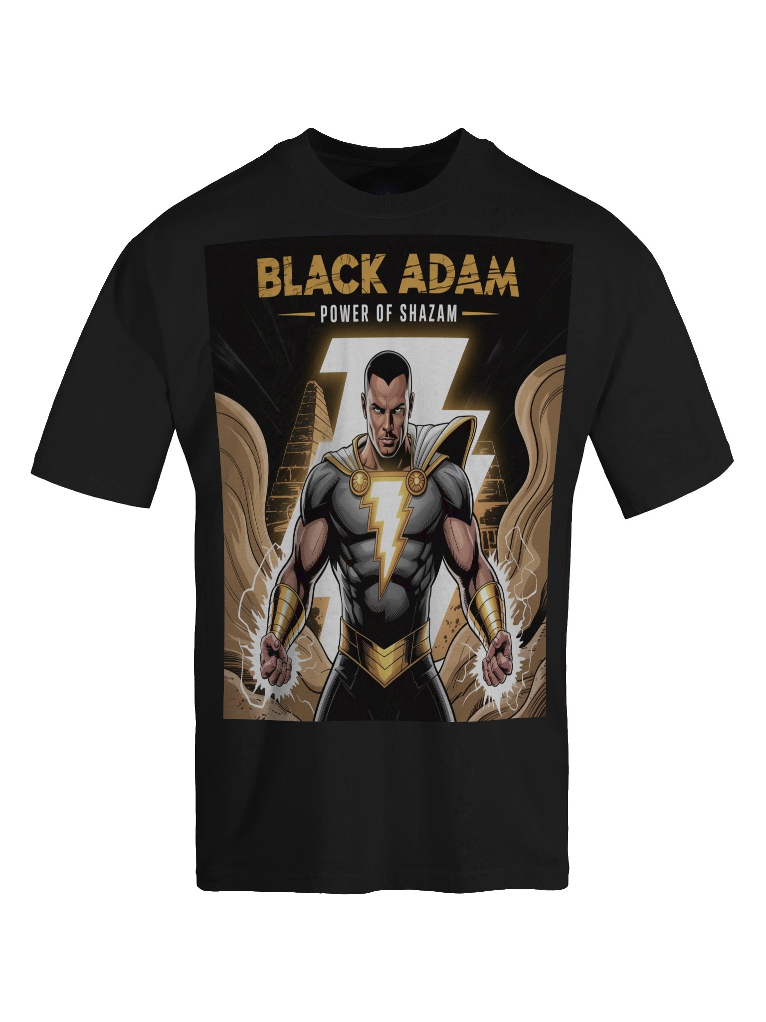 Black Adam Power of Shazam Oversized Faded T-Shirt – Kahndaq Thunder Veil product image (1)