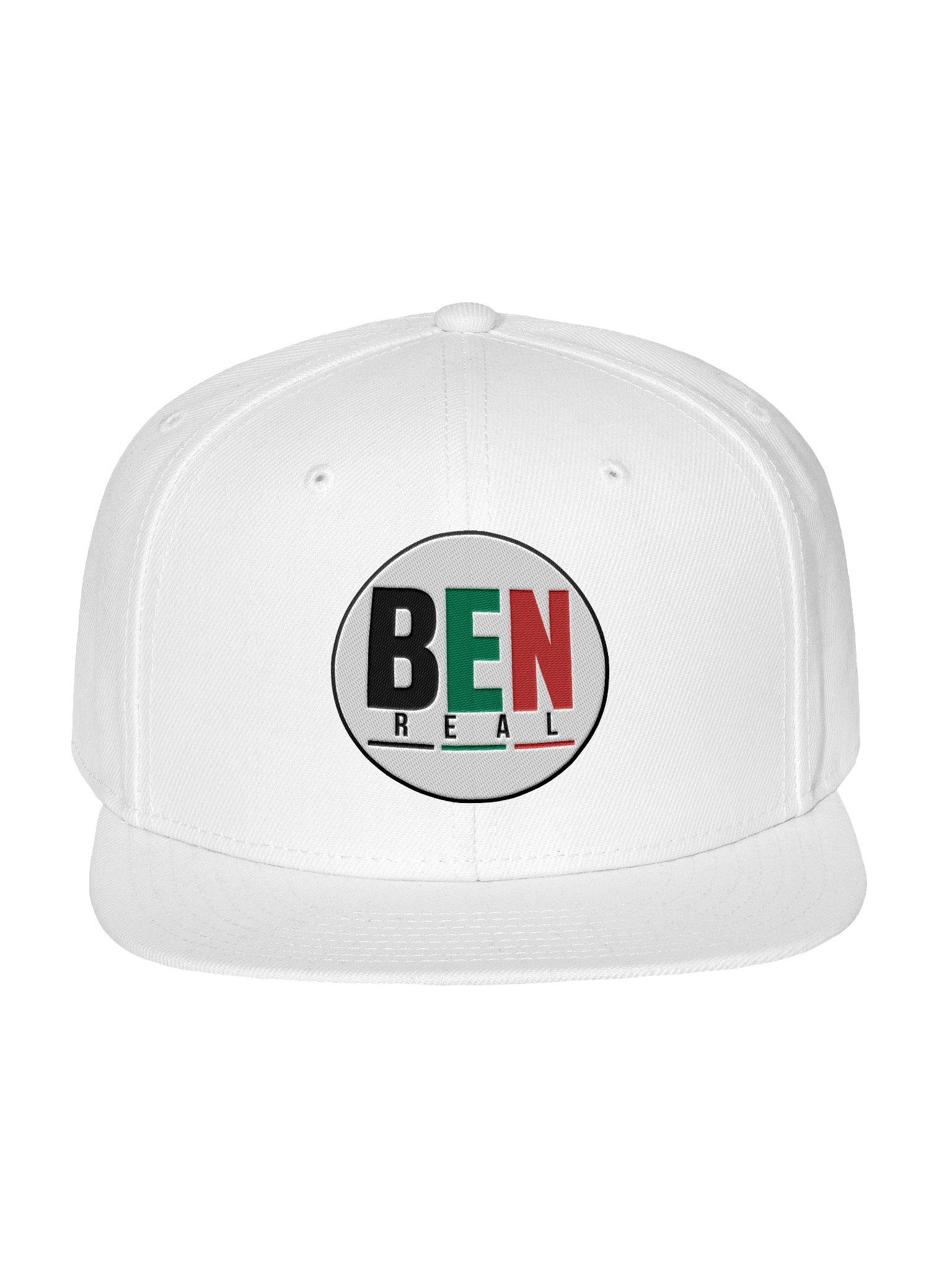White BEN Circle Logo Snapback Hat product image (1)