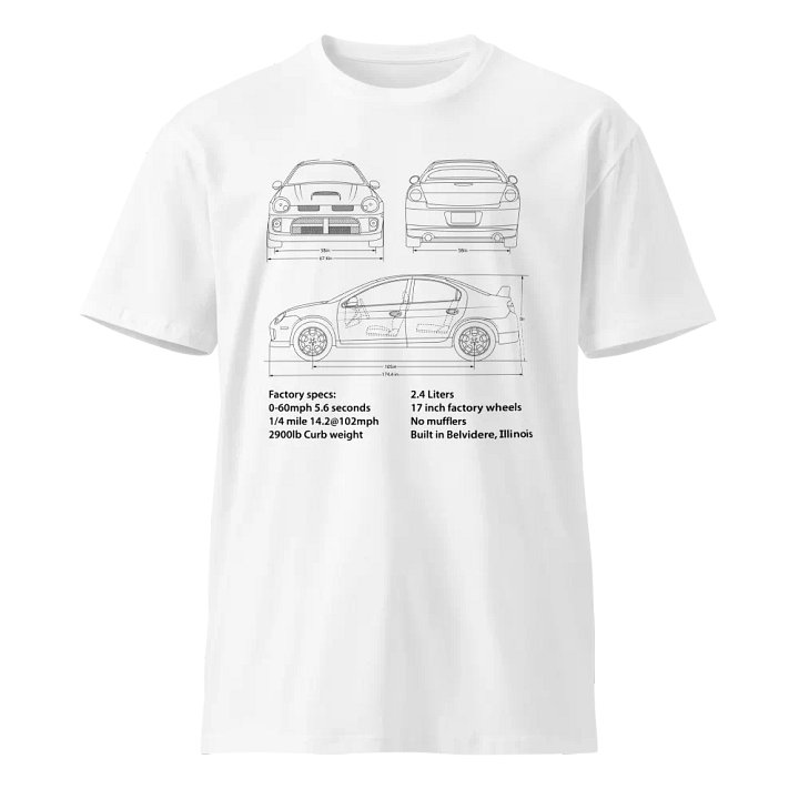 Neon SRT4 Blueprint on white shirt product image (1)