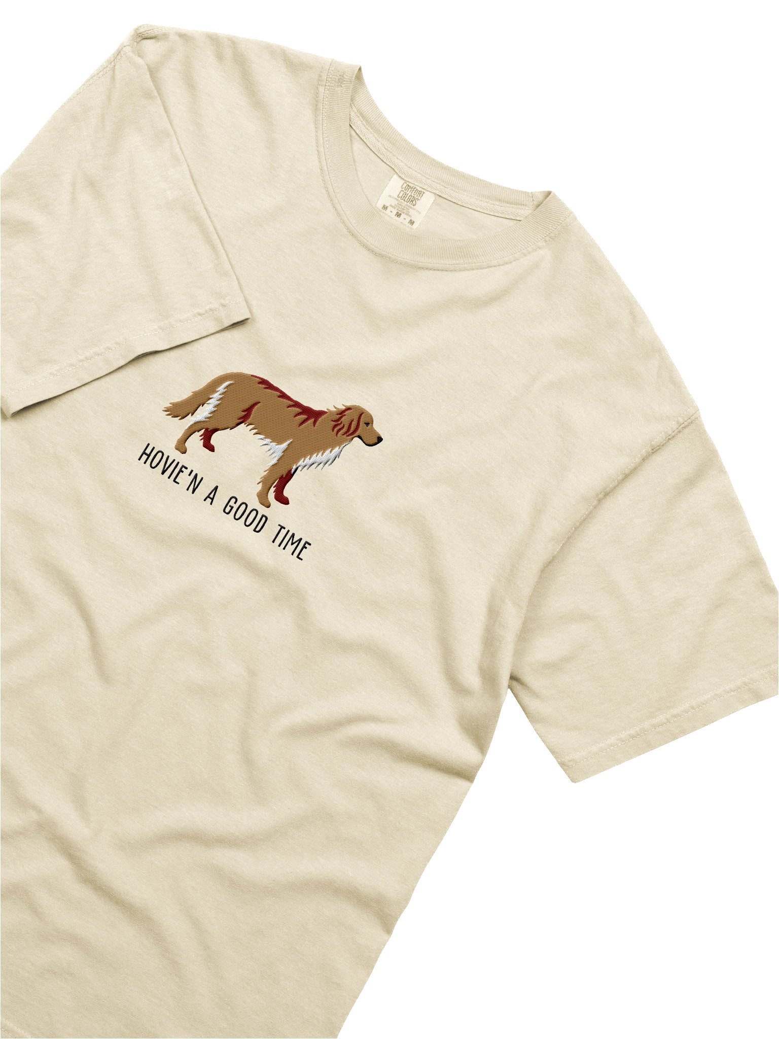 Hovie'n a Good Time T-Shirt(Embroidered) of a Hovawart(Blonde) product image (8)
