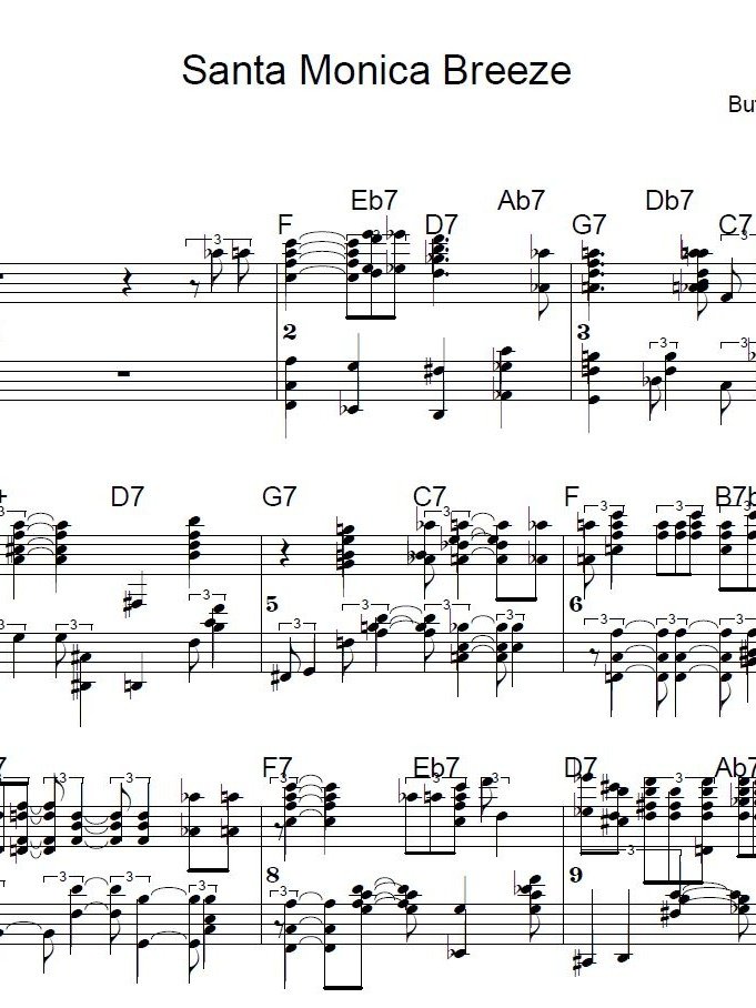 Santa Monica Breeze - Blues piano - Piano sheet music product image (1)