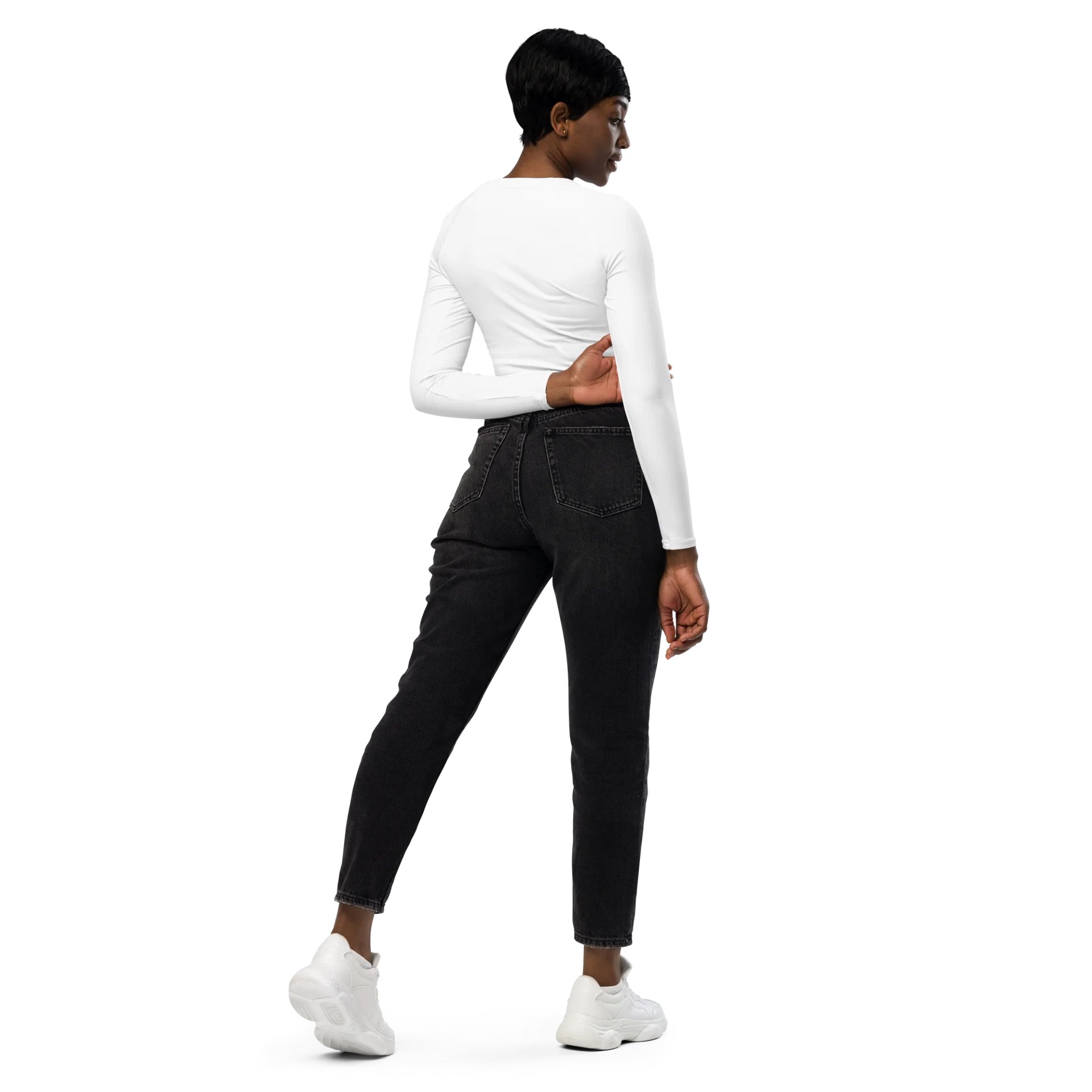 Zenith Eco-Friendly Recycled Long Sleeve Crop Top - UPF 50+ Protection, Sizes 2XS-6XL product image (6)