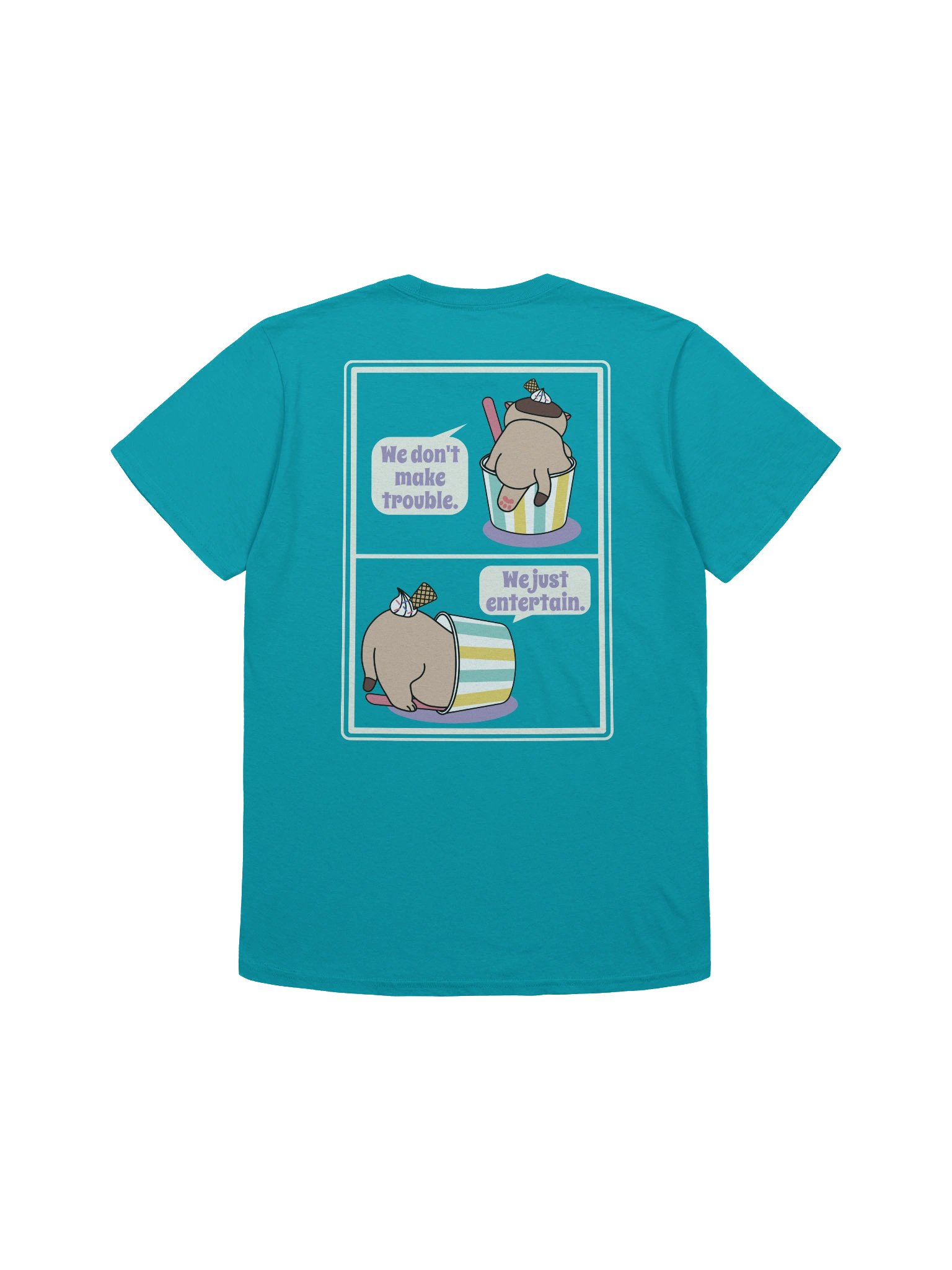 Sweet Trouble ( Ice Cream Cat - Left Chest and Back Prints) - Unisex Adult Super Soft Lightweight T-shirt product image (3)
