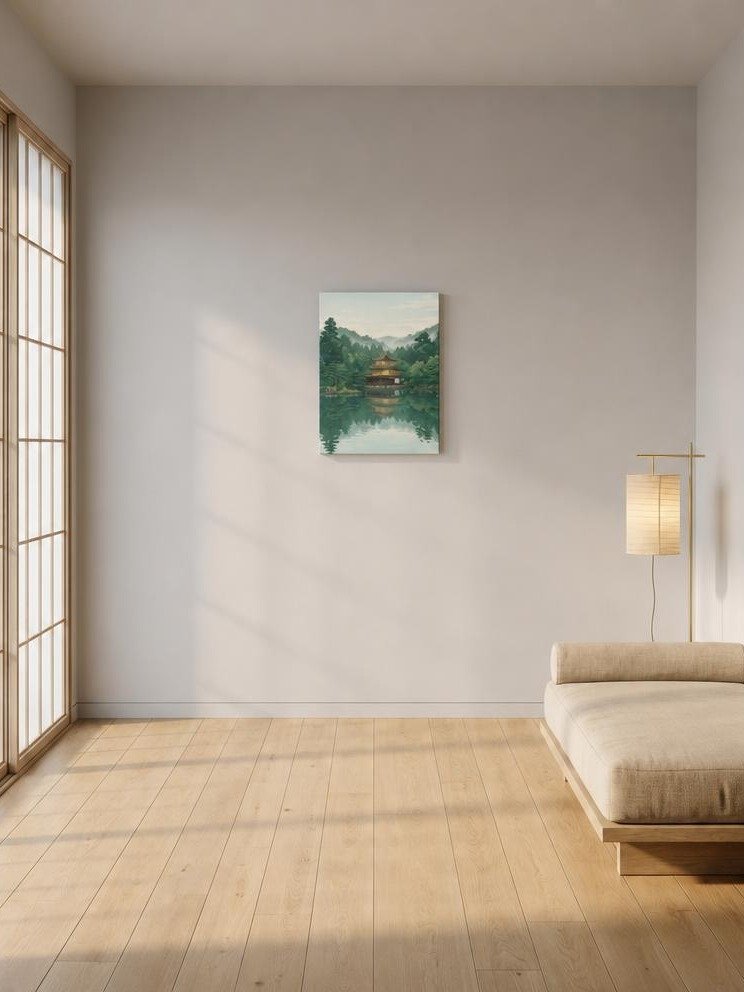 Golden Pavilion Zen Canvas – Japanese Minimalism Wall Art product image (2)