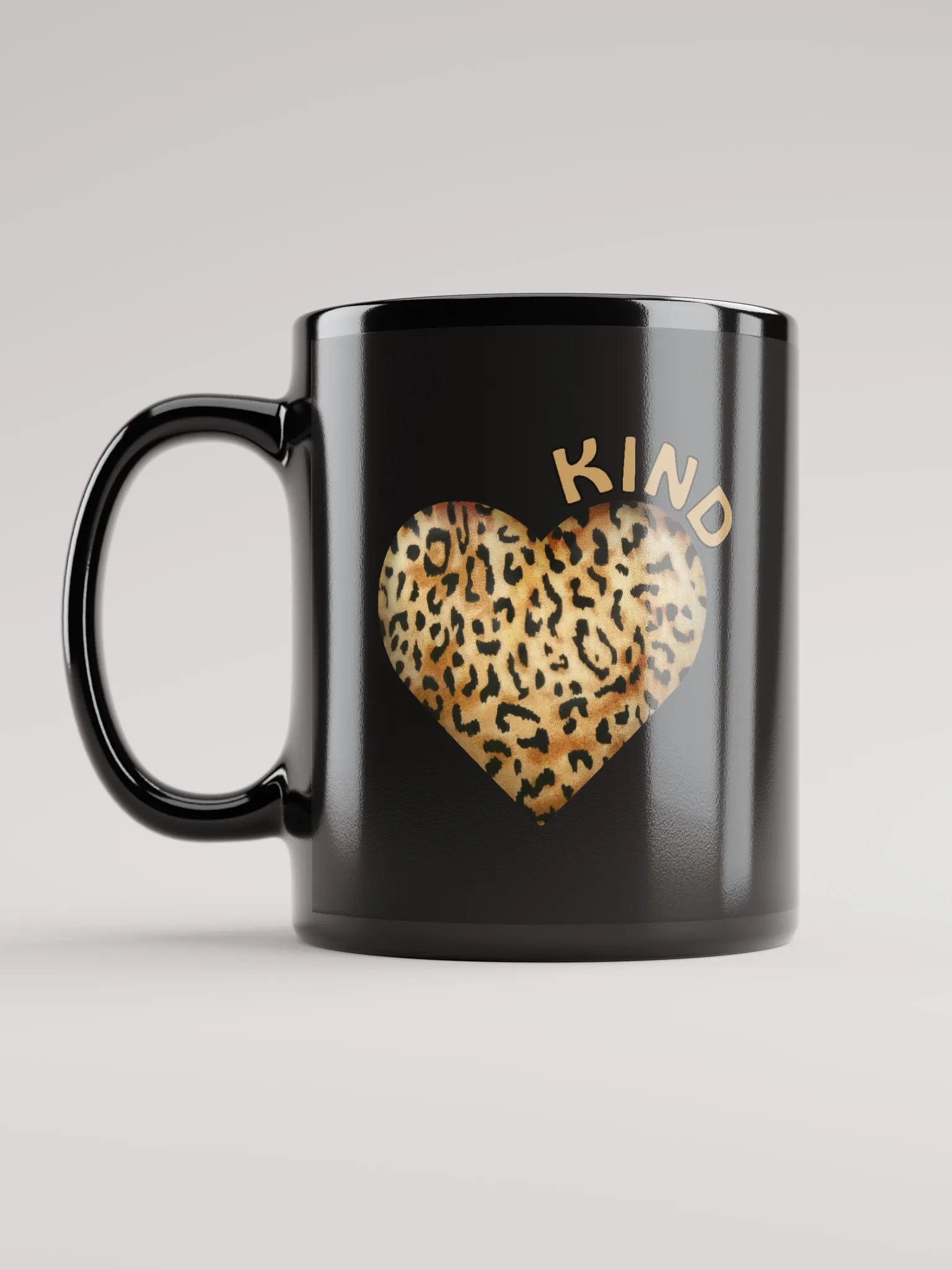 Leopard Skin Kind Heart in Orange Gold - black Mug product image (6)