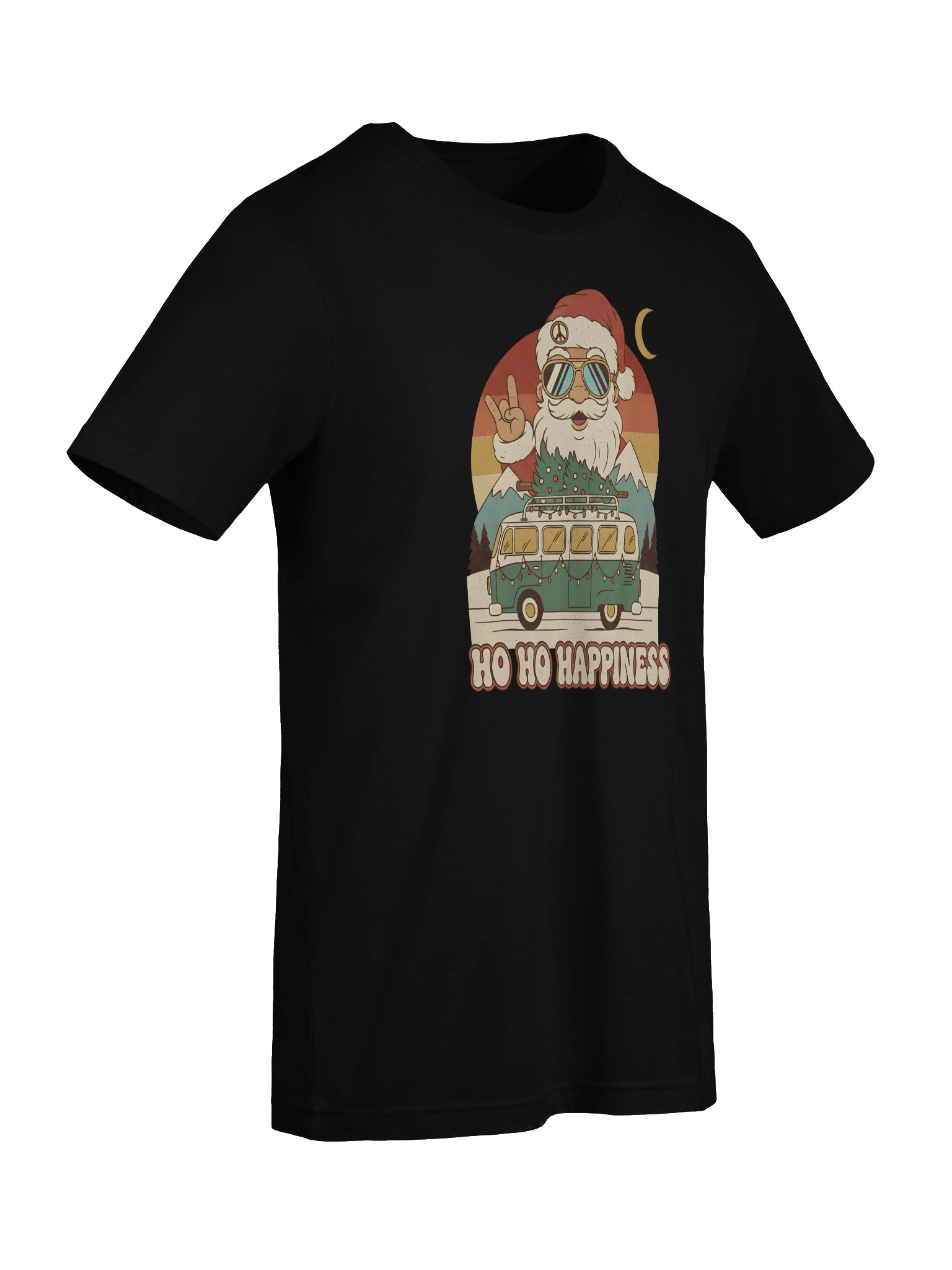 Ho Ho Happiness Hippie Santa T-Shirt – Retro Christmas Van Tee, Funny Groovy Holiday Gift 2025 product image (49)